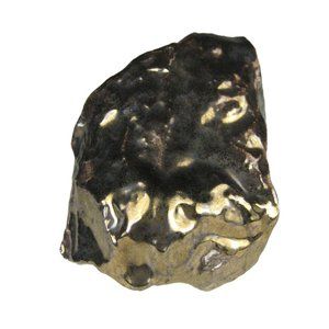 Saramic Art Salt Shaker SINGLE Ceramic Faux Stone Metallic Bronzetone Shiny 2.5"